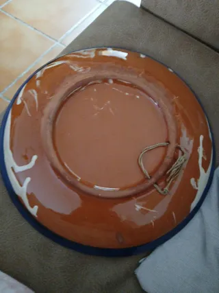 Plato decorativo grande azul y blanco