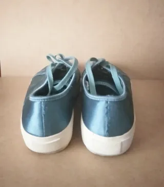 Zapatillas Satinadas Verde Botella