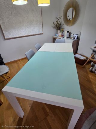 Mesa Comedor Cristal y Madera Blanca