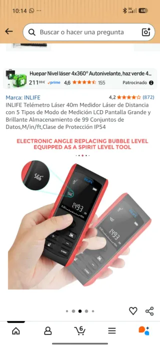 INLIFE Telémetro Láser 40m Medidor Distancia