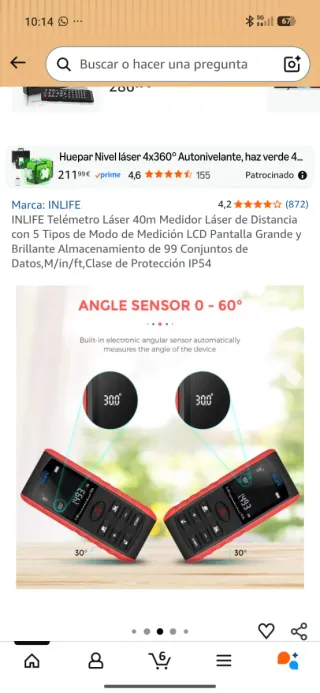 INLIFE Telémetro Láser 40m Medidor Distancia