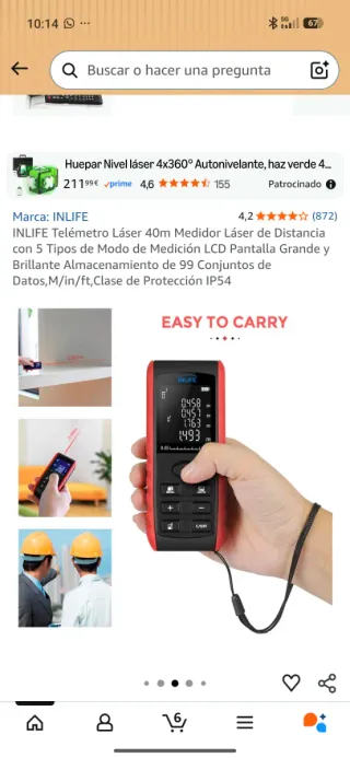 INLIFE Telémetro Láser 40m Medidor Distancia