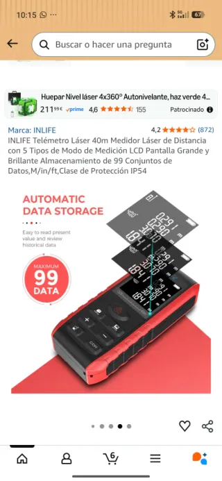 INLIFE Telémetro Láser 40m Medidor Distancia