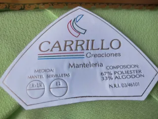 Mantelería Carrillo 12 servicios, sin estrenar.