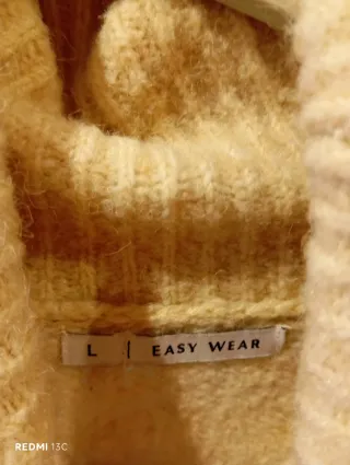 Vestido punto cuello alto beige talla L