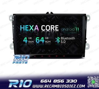 RADIO GPS ANDROID 11 PARA VOLKSWAGEN VW SEAT SKODA HEXA-CORE