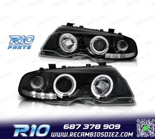 FAROS BMW E46 99-03 OJOS ANGEL LED FONDO NEGRO