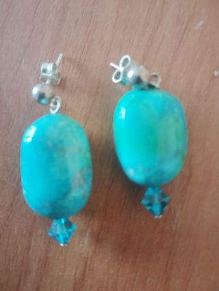 Pendientes Turquesa y Cristal Azul