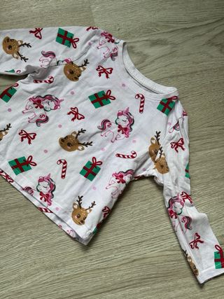 Camiseta niña Navidad unicornios y renos