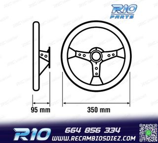 VOLANTE INVERTIDO PIEL SINTETICA NEGRO BRAZOS NEGROS Y RIBET