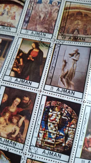 Foglio di Lotto francobolli Ajman (arte classico)