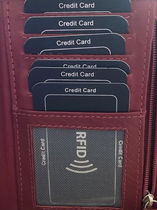 Cartera de piel de búfalo roja Dolphin