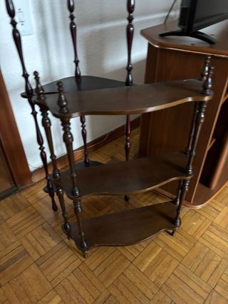 Mueble TV madera y cristal + estanterías CHOLLO