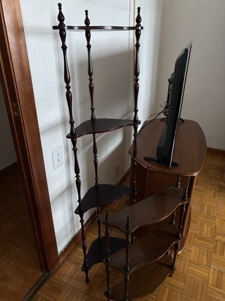 Mueble TV madera y cristal + estanterías CHOLLO