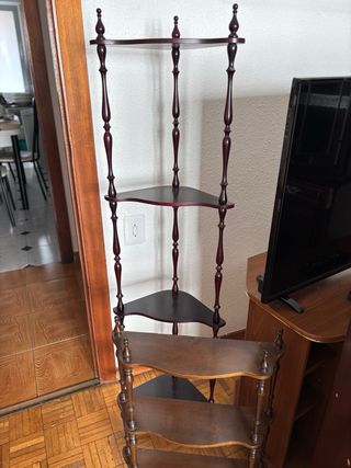 Mueble TV madera y cristal + estanterías CHOLLO