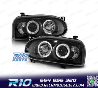 FAROS VOLKSWAGEN VW GOLF 3 OJOS ANGEL FONDO NEGRO H1 H1