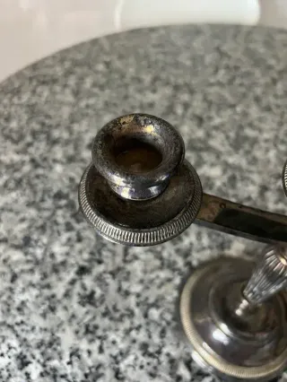 Candelabro antiguo niquelado 3 brazos - vintage