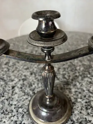 Candelabro antiguo niquelado 3 brazos - vintage