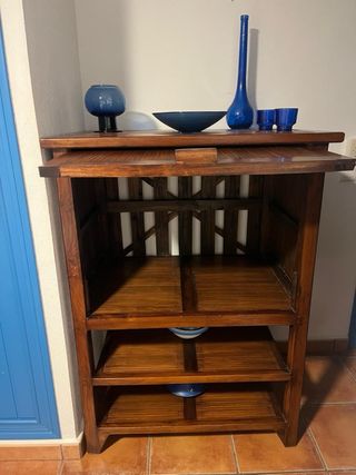 Mueble Bar Madera Maciza y Bambú