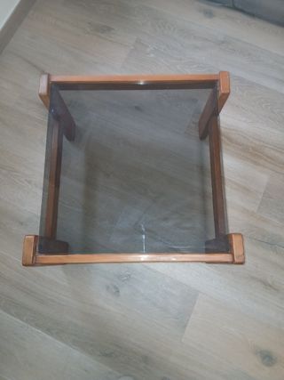 Mesa centro madera maciza y cristal