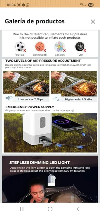 Bomba de aire con luz nuevo precintado