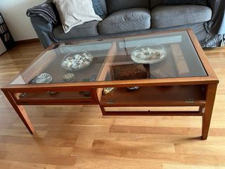 Mesa centro madera y cristal