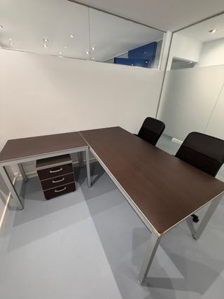 Mesa escritorio esquinera madera y metal