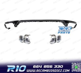 DIFUSOR AUDI Q8 18-23 LOOK SQ8 NEGRO + COLAS ESCAPE CROMO