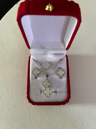Set gioielli quadrifoglio argento bianco