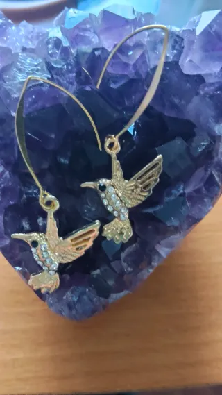 Pendientes Colibrí Bisutería Dorados