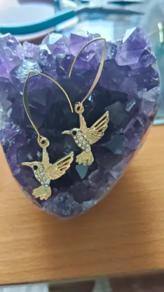 Pendientes Colibrí Bisutería Dorados
