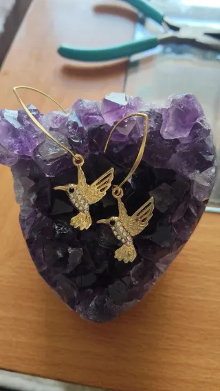 Pendientes Colibrí Bisutería Dorados