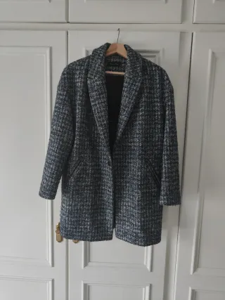 Abrigo Massimo Dutti jaspeado azul marino