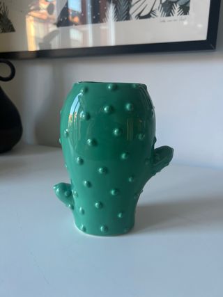 Mini jarrón cactus cerámica verde