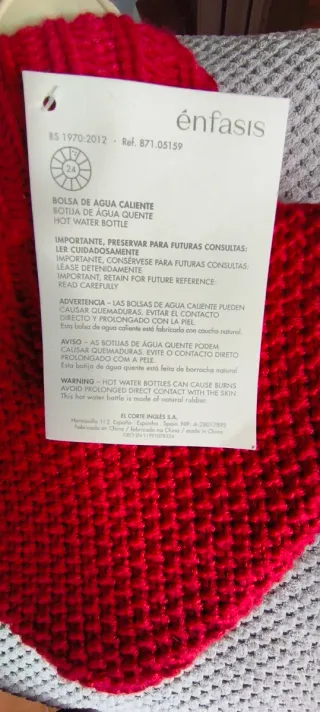 Bolsa agua caliente corazón roja énfasis