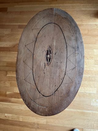 Mesa auxiliar madera antigua marquetería