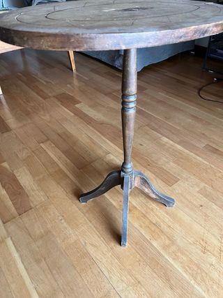 Mesa auxiliar madera antigua marquetería