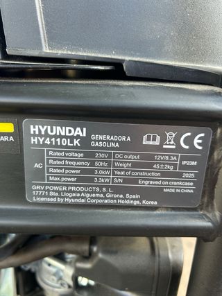 Generador Hyundai HY4110LK Gasolina