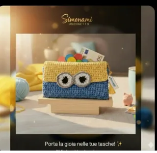 Portafogli Minions Grande Fatto A Mano In Cordino