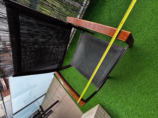 Mesa y 2 Sillas Exterior Madera y Tela