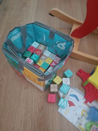 Pack 3 juegos madera: balancín, tren y bloques