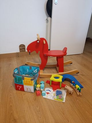 Pack 3 juegos madera: balancín, tren y bloques