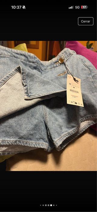 Falda Pantalón Vaquera Zara Talla M