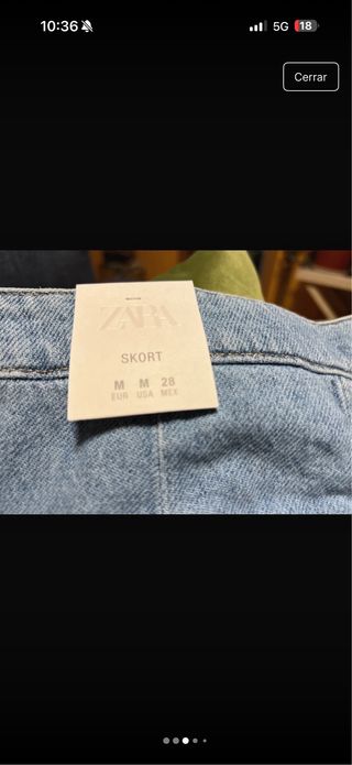 Falda Pantalón Vaquera Zara Talla M