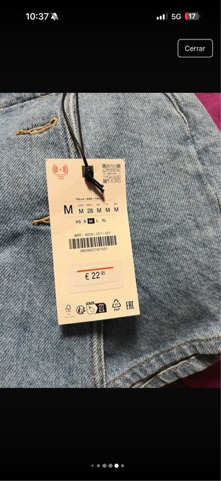 Falda Pantalón Vaquera Zara Talla M