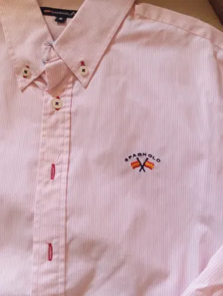 Camisa Spagnolo rayas finas rosa y blanca TALLA 16