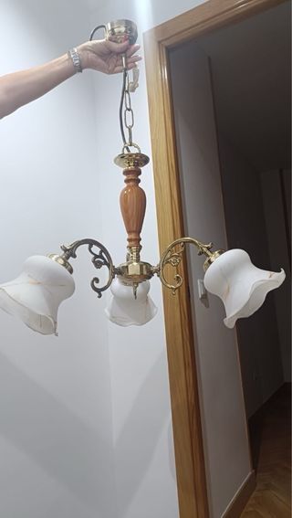 Lámpara de salón madera y metal