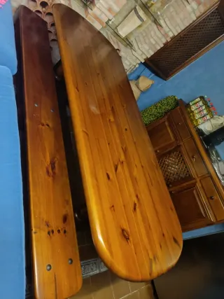 Mesa y 2 bancos madera pino maciza