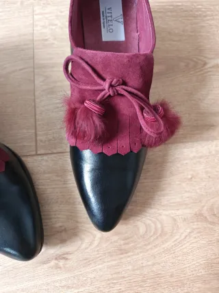 Zapatos Vitelo Talla 37 Negros y Rojos