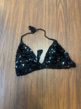 Top danza tribal lentejuelas negro